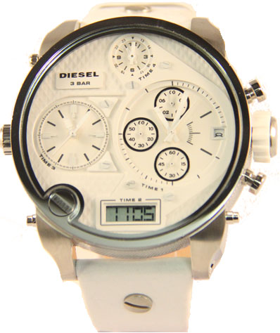 Réplica de Relógio Diesel DZ7194 Branco e Prata