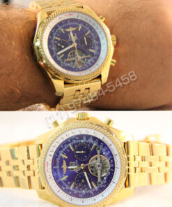 Réplica de Relógios Breitling Bentley 1884 Dourado Azul