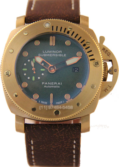 Réplica de Relógio Panerai Submersible Cerâmica Gold Green