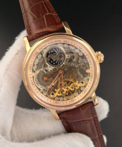 Réplica de Relógio Patek Philippe Esqueleto Couro
