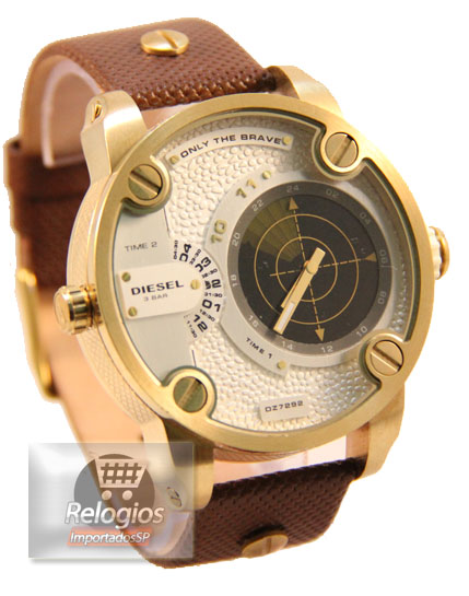 Réplica de Relógio Diesel Dz7222 Radar Dourado Branco