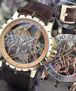Réplica de Relógio Roger Dubuis Esquelete Rose New
