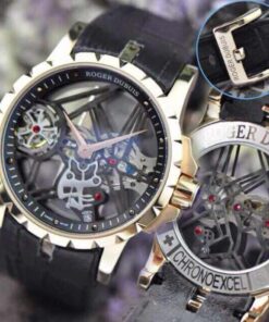 Réplica de Relógio Roger Dubuis Esquelete Rose Preto New