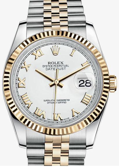 Réplica de Relógio Rolex Date Just Gold White