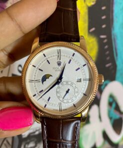 Réplica de Relógio Rolex Couro Sol e Lua