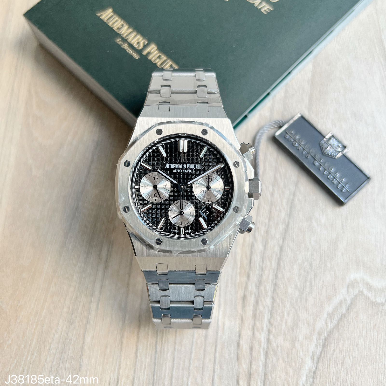 Super Clone Audemars Piguet Royal Oak 41mm Prata Preto