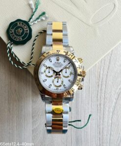 SUPER CLONE MÁQUINA ETA - ROLEX DAYTONA PRATA DOURADO 40MM