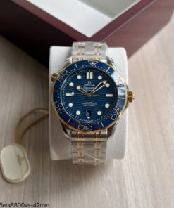 OMEGA SEAMASTER DIVER 300M AZUL PRATA DOURADO 42MM