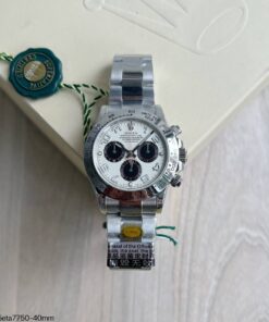 SUPER CLONE MAQUINA ETA ROLEX DAYTONA PRATA BRANCO 40MM