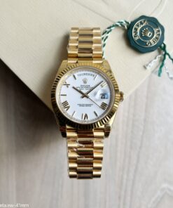 SUPER CLONE MAQUINA ETA ROLEX DAY-DATE II DOURADO BRANCO 40MM