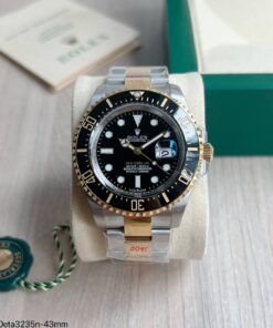 SUPER CLONE MÁQUINA ETA ROLEX SEA-DWELLER PRETO PRATA DOURADO 43MM