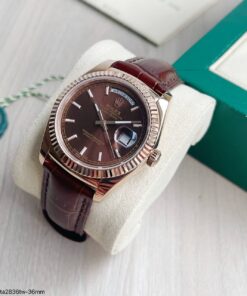 SUPER CLONE MAQUINA ETA ROLEX DAY-DATE II ROSE MARROM 36MM