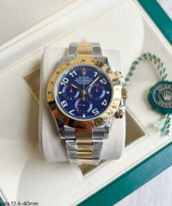 SUPER CLONE MÁQUINA ETA - ROLEX DAYTONA PRATA DOURADO AZUL 40MM]