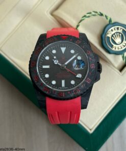 SUPER CLONE MÁQUINA ETA ROLEX GMT MASTER II PRETO VERMELHO BLAKEN 40MM