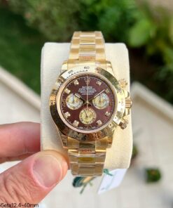SUPER CLONE MÁQUINA ETA ROLEX DAYTONA DOURADO MARROM 40MM