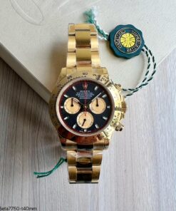 SUPER CLONE MÁQUINA ETA ROLEX DAYTONA PAUL NEWMAN DOURADO 40MM