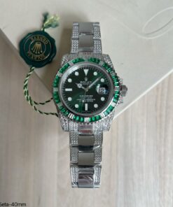 SUPER CLONE MÁQUINA ETA ROLEX SUBMARINER DIAMOND VERDE 40MM