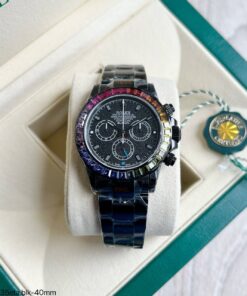 SUPER CLONE MÁQUINA ETA - ROLEX DAYTONA BLAKEN PRETO RAINBOW 40MM