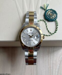 ROLEX DATEJUST OYSTER BRANCO  41MM PRATA DOURADO