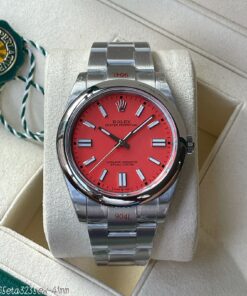 SUPER CLONE MÁQUINA ETA ROLEX OYSTER PERPETUAL VERMELHO 41MM