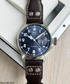 IWC BIG PILOT PRATA AZUL COURO 46MM IW500916