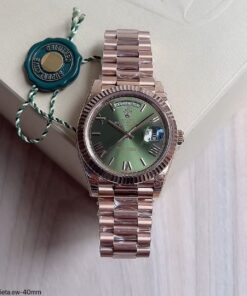 SUPER CLONE MAQUINA ETA ROLEX DAY-DATE II ROSE VERDE 40MM