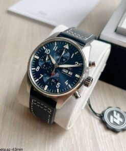 IWC  PILOT PRATA AZUL COURO 43MM IW378003