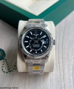 SUPER CLONE MÁQUINA ETA ROLEX SKY-DWELLER OYSTER PRETO 42MM