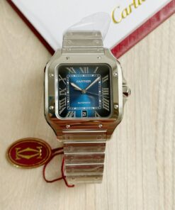 CARTIER SANTOS PRATA AZUL 37MM