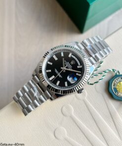 SUPER CLONE MÁQUINA ETA ROLEX DAY-DATE PRETO 40MM