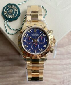 SUPER CLONE MAQUINA ETA ROLEX DAYTONA DOURADO AZUL 40MM