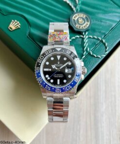 SUPER CLONE MÁQUINA ETA ROLEX GMT MASTER II PRETO AZUL BATMAN 40MM