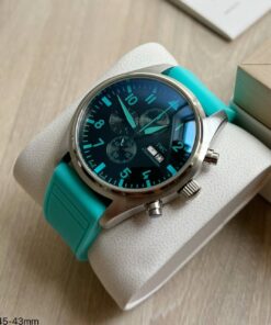 IWC PILOT PRATA AZUL TIFFANY COURO 43MM IW388114