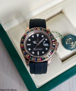 SUPER CLONE MÁQUINA ETA – ROLEX YACHT MASTER ROSE COM BRILHANTE OYSTERFLEX 40MM TUTTI FRUIT