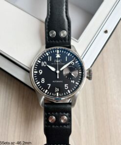 IWC BIG PILOT PRATA PRETO COURO 46MM IW500912