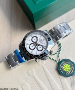 SUPER CLONE MÁQUINA ETA ROLEX DAYTONA PRATA BRANCO PANDA 40MM