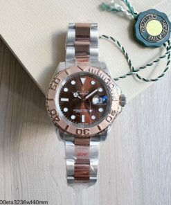 SUPER CLONE MÁQUINA ETA – ROLEX YACHT-MASTER MARROM PRATA E ROSE 40MM