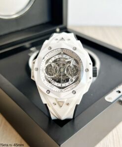 HUBLOT SANG BLEU II CERÂMICA BRANCO 45MM