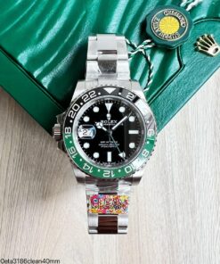 SUPER CLONE MÁQUINA ETA ROLEX GMT MASTER II PRETO VERDE SPRITE 40MM