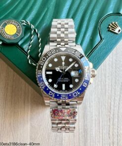 SUPER CLONE MÁQUINA ETA ROLEX GMT MASTER II PRETO AZUL BATMAN JUBILEE 40MM 126710
