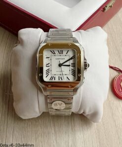 CARTIER SANTOS PRATA DOURADO BRANCO 33MM