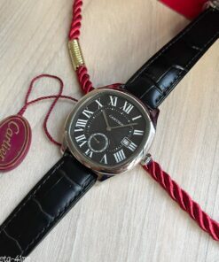 CARTIER DRIVE PRATA PRETO COURO 41MM