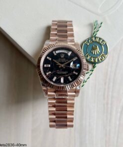 SUPER CLONE MAQUINA ETA ROLEX DAY-DATE II ROSE MARMORIZADO 40MM