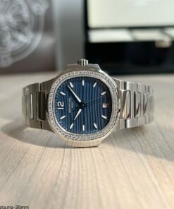 PATEK PHILIPPE NAUTILUS 36MM PRATA AZUL  BRILHANTE