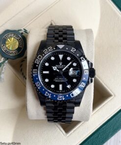 SUPER CLONE MÁQUINA ETA ROLEX GMT MASTER II PRETO AZUL BLAKEN JUBILEE 40MM