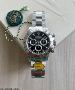 SUPER CLONE MÁQUINA ETA – ROLEX DAYTONA PRATA PRETO 40MM