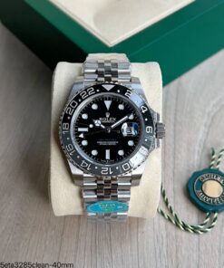 SUPER CLONE MÁQUINA ETA ROLEX GMT MASTER II 2024 PRETO CINZA WAYNE JUBILEE 40MM