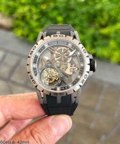 SUPER CLONE MÁQUINA ETA – ROGER DUBUIS EXCALIBUR PRATA BORRACHA 42MM