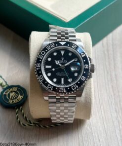 SUPER CLONE MÁQUINA ETA ROLEX GMT MASTER II PRETO JUBILEE 40MM