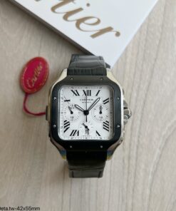 SUPER CLONE MÁQUINA ETA – CARTIER SANTOS PRETO BRANCO 42MM